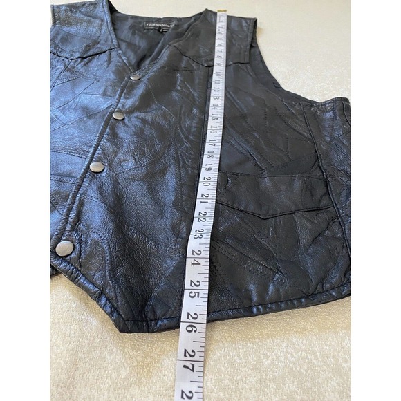 Leather Works Men’s Genuine Leather Black Patchwork Motorcycle Biker Vest XXL - Picture 12 of 16